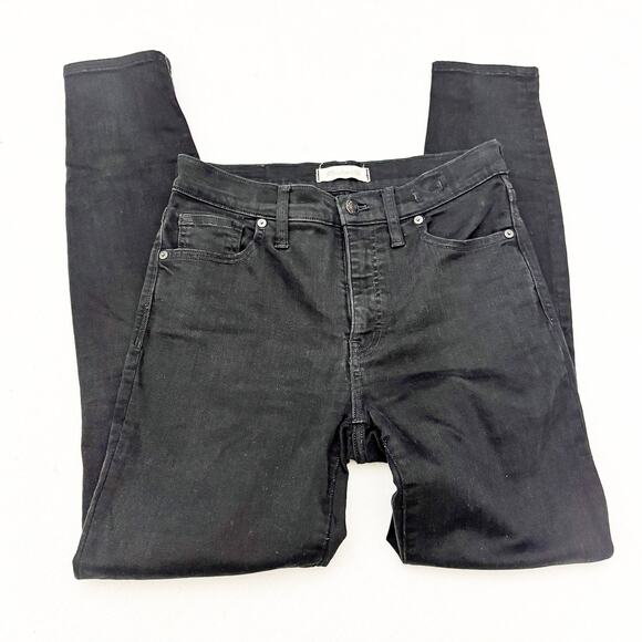 Madewell 9" High-Rise Skinny Black Denim Zip Fly Jeans Size 28T - Picture 4 of 8